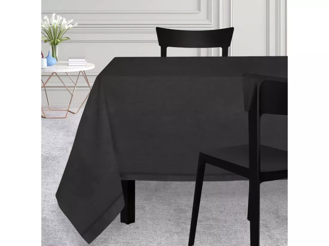 Nappe carrée 180x180 cm VENISE noir, par Soleil d'Ocre