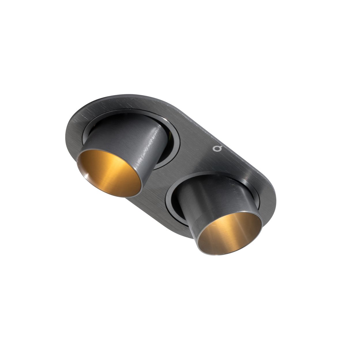 Afgeronde inbouwspot gunmetal GU10 35mm kantelbaar 2-lichts - Installa