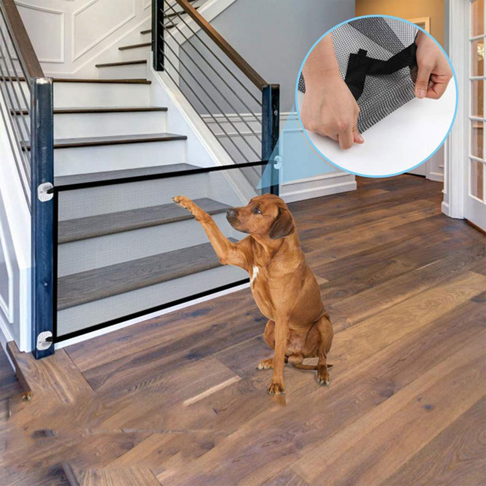 (72x180cm) Nylon Hunde Schutzgitter Netz Haustier Sicherheitsschutz Tür / Treppen Barriere - Schwarz