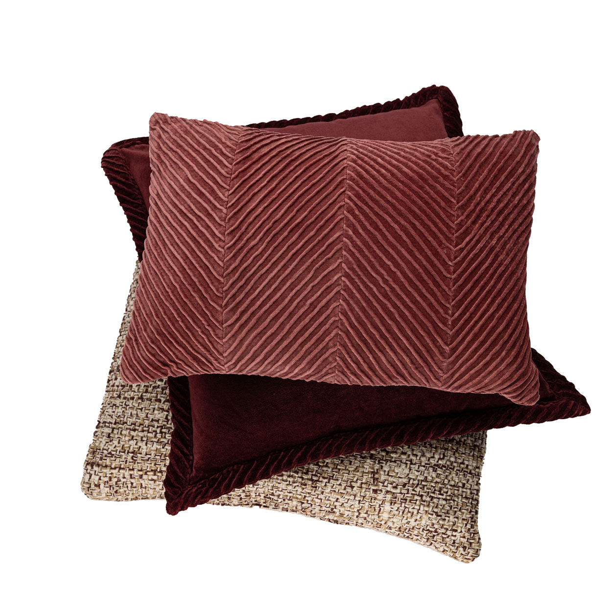 Kussen handgeweven katoen natural aubergine