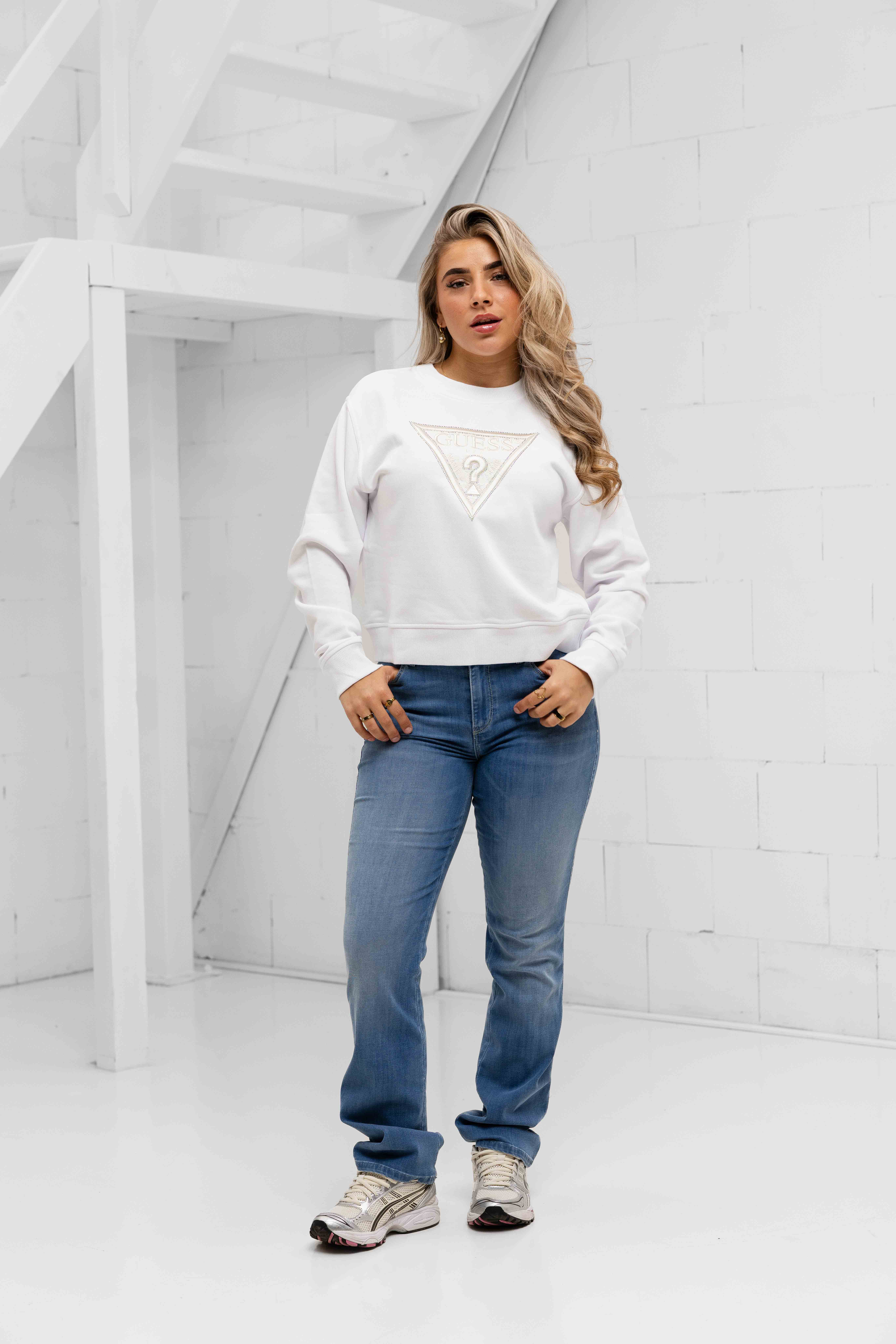 Guess Sexy Straight Jeans Dames Blauw