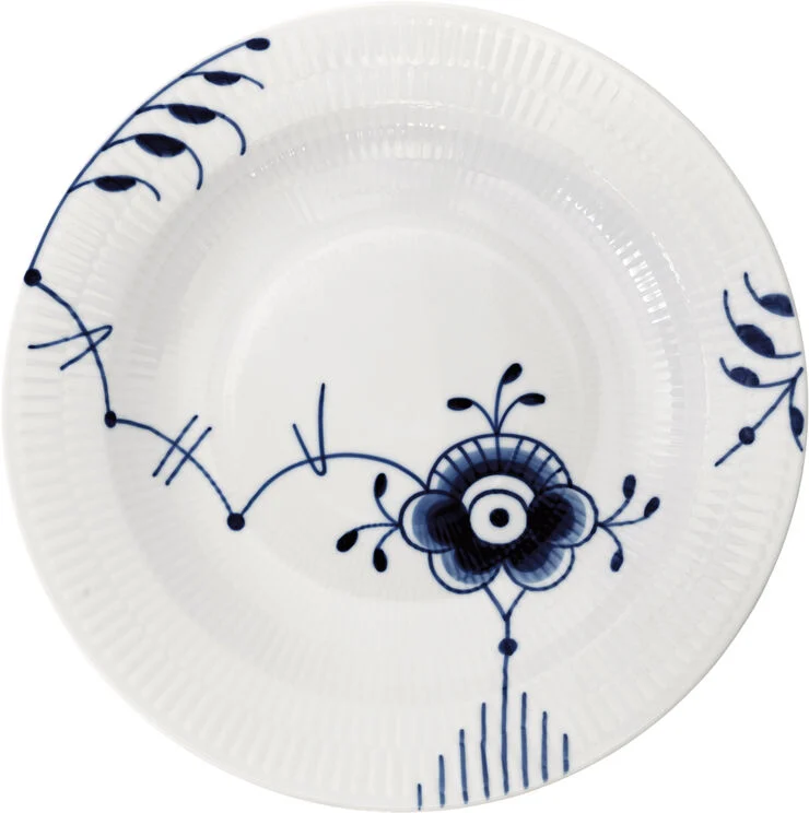 Royal Copenhagen Blå Mega Riflet Dyb tallerken 27 cm Hvid