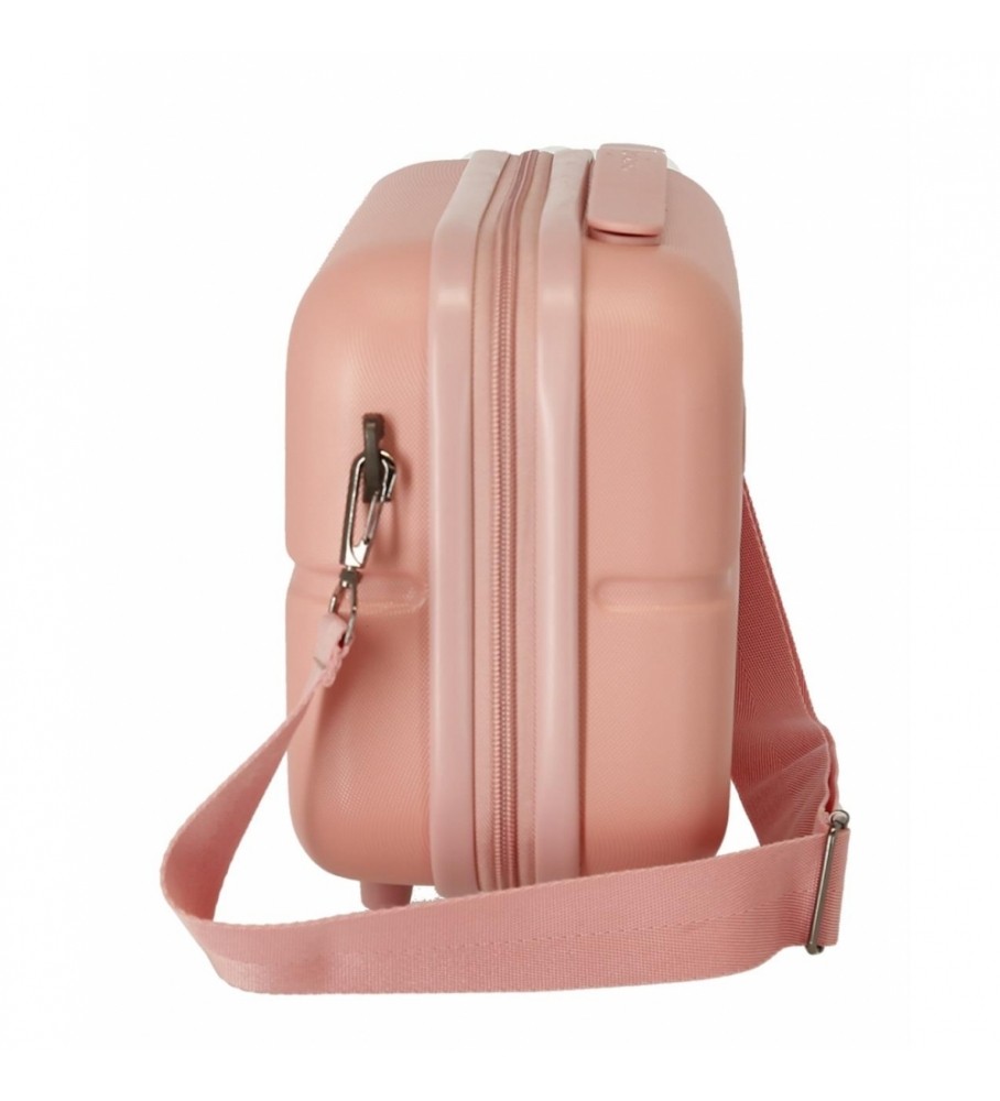 Nécessaire Pepe Jeans em ABS, adaptável a malas de viagem, cor rosa claro - 29x21x15cm -
