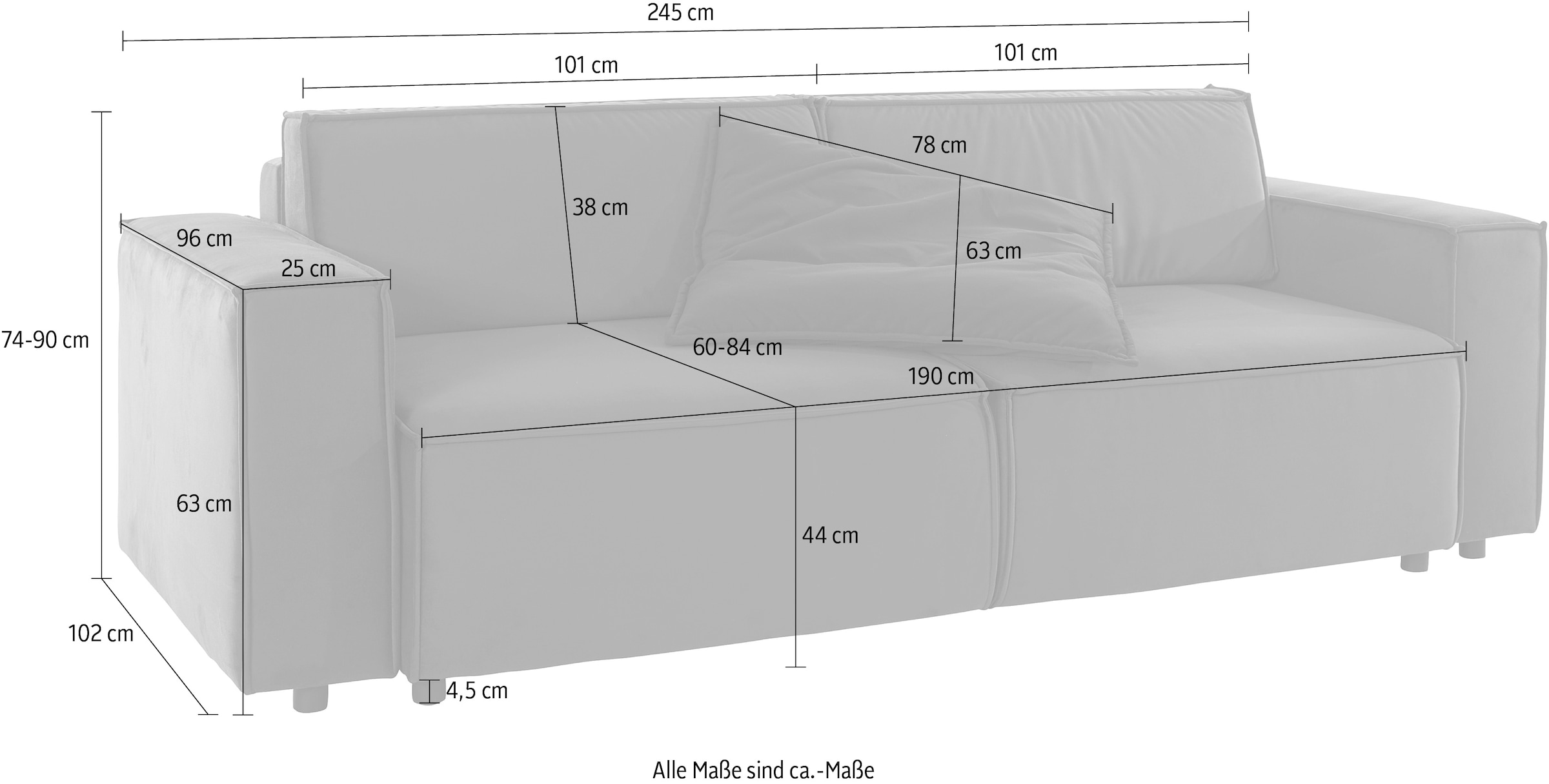 INOSIGN Schlafsofa »Marva« incl. Bettfunktion und Bettkasten, Federkern