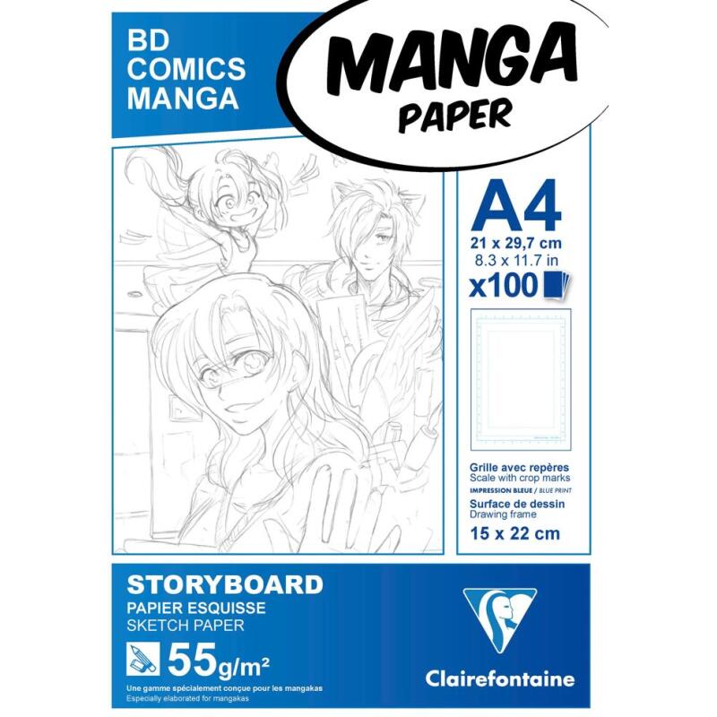Manga Storyboard bloc collé 100F A4 55g grille simple