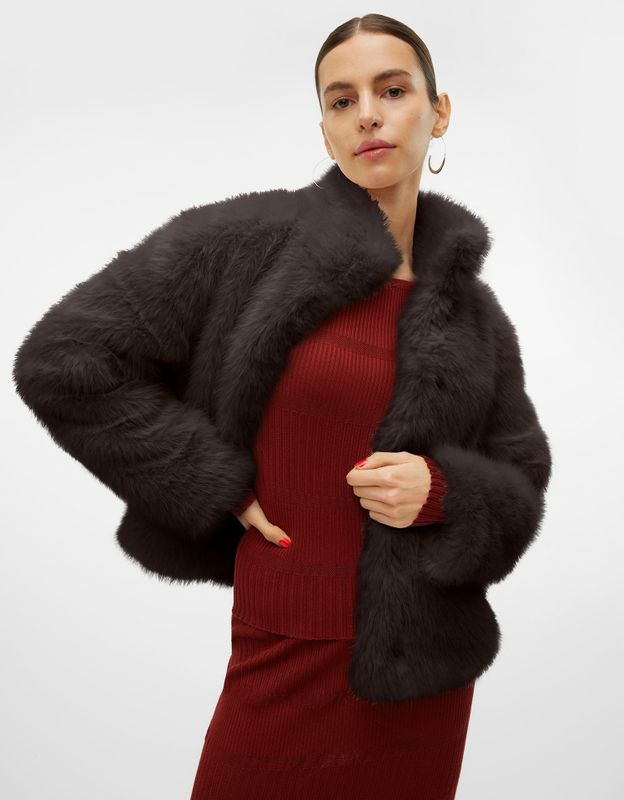 Vero Moda - Monroe - Jas - Synthetisch Bont - Hoge Opstaande Kraag - Lange Mouwen