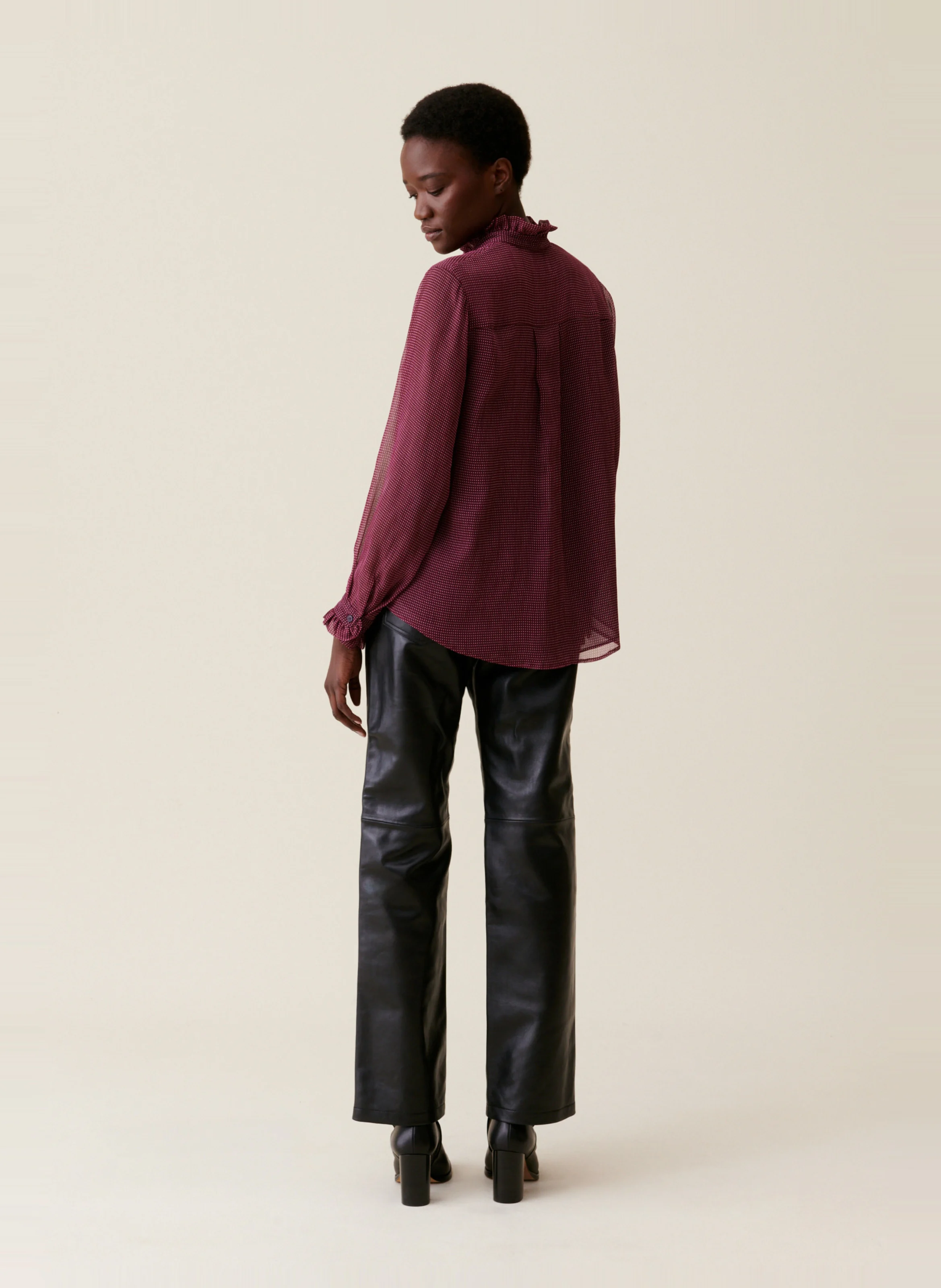 Chemise fluide à petits carreaux | Rose