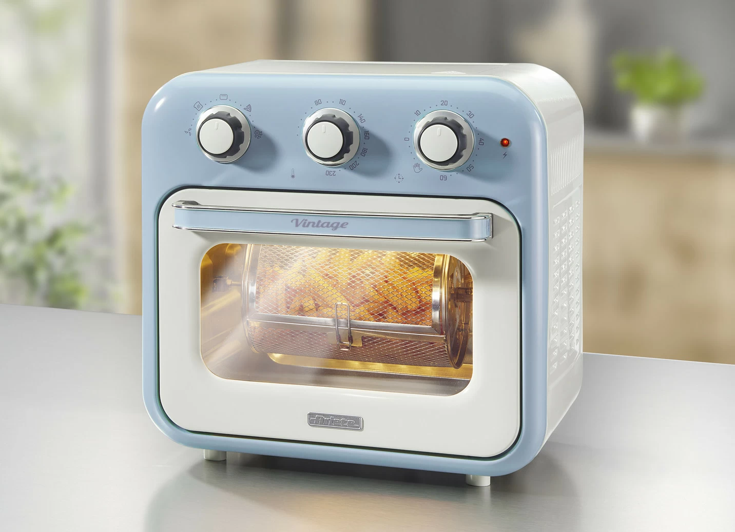 Ariete 2-in-1 Heißluft-Ofen im Vintage-Design