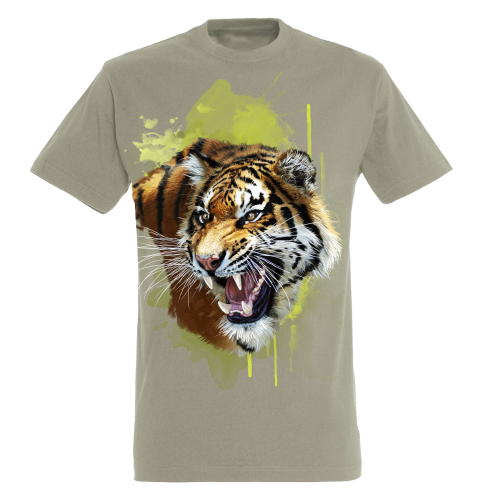 Camiseta bege com estampa de tigre