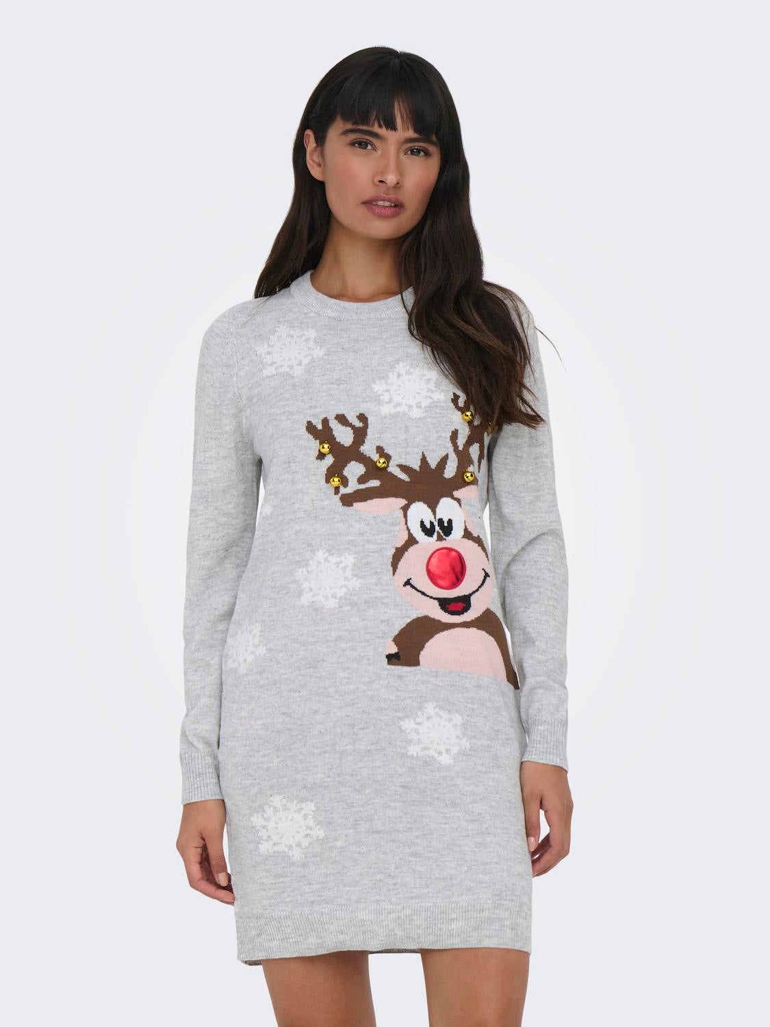 ONLXMAS Midikleid Light Grey Melange