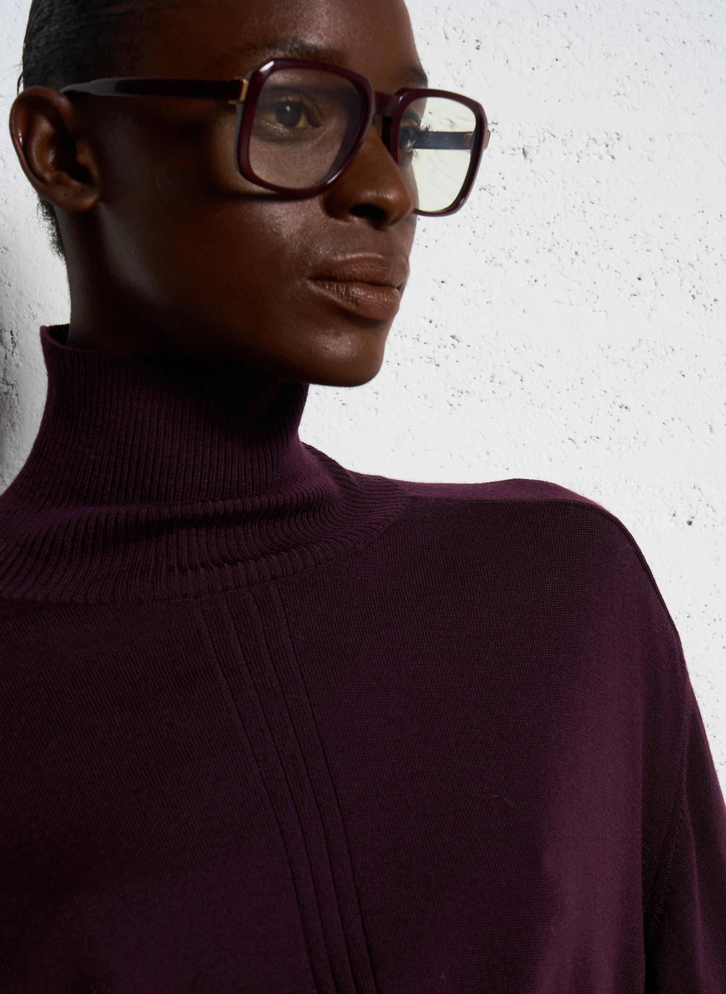 NORD - Pull ample à col montant en laine | Violet