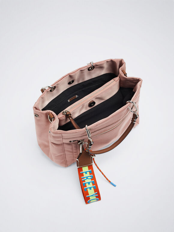 Bolsa de nylon com pingente - Rosa