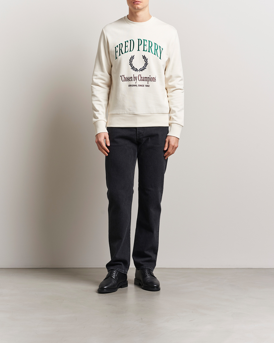Fred Perry Embroidered Champion Sweatshirt Ecru