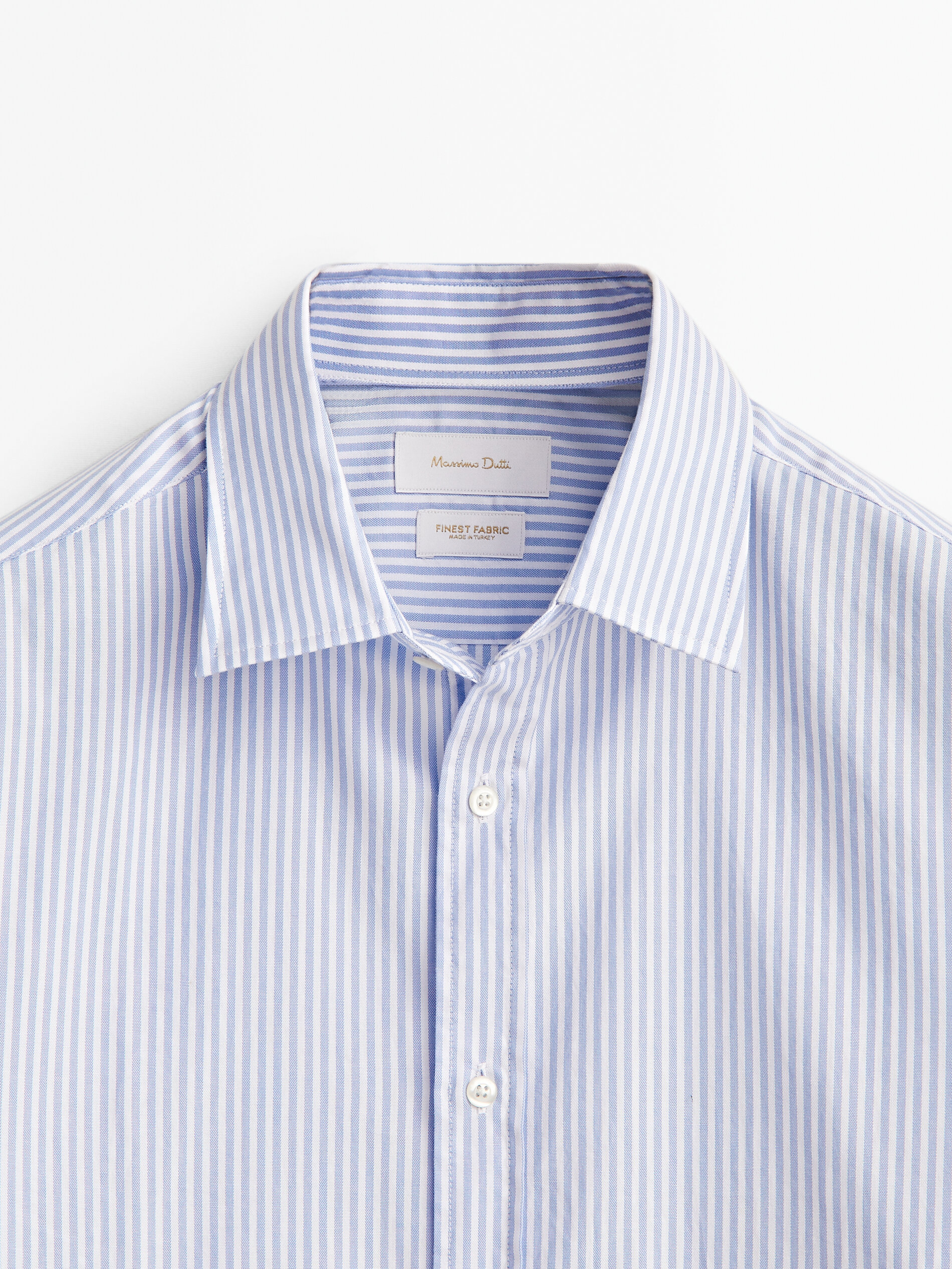 Camisa Oxford slim fit Rayas Algodón - AZUL CLARO