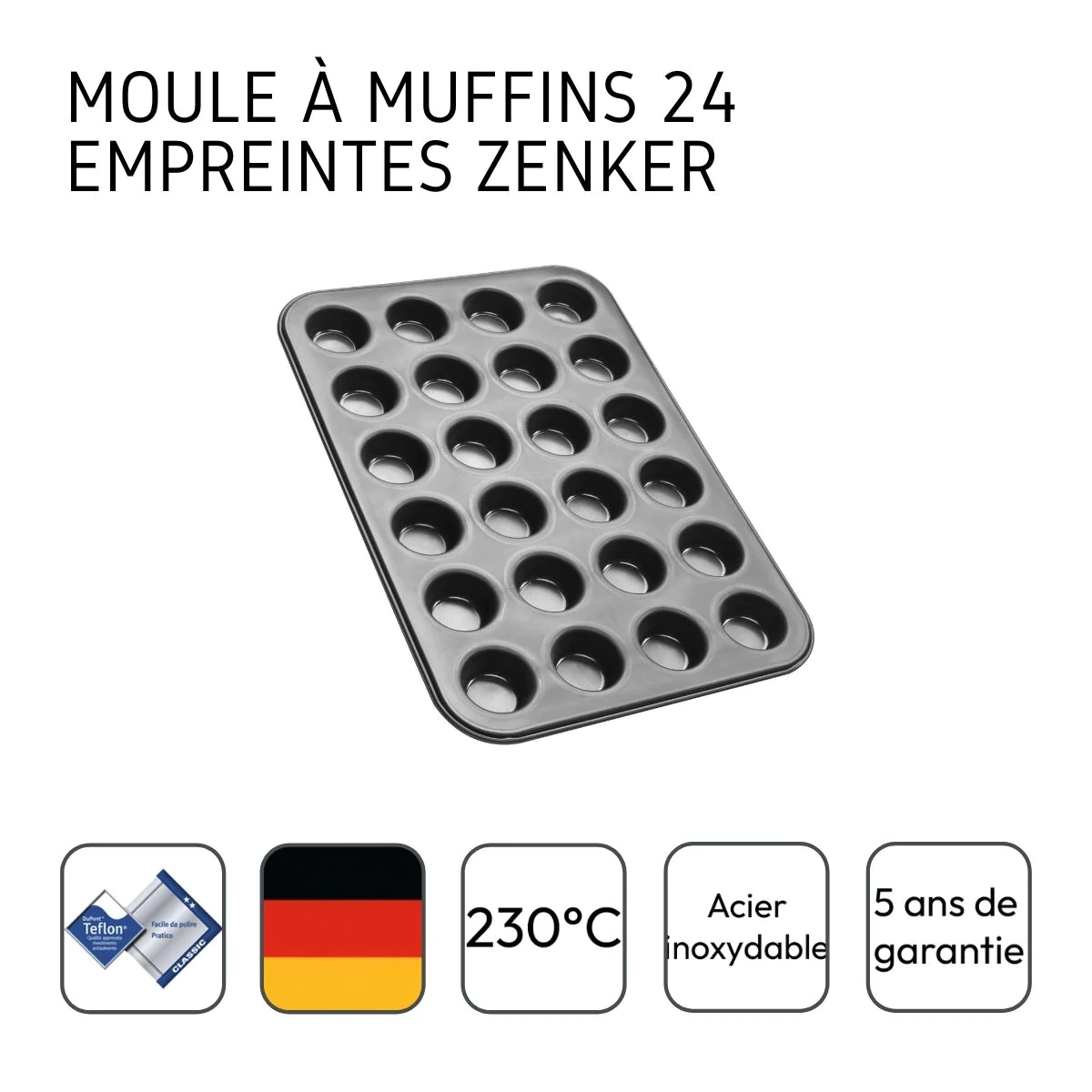 Moule à muffins 24 empreintes Black Metallic Zenker