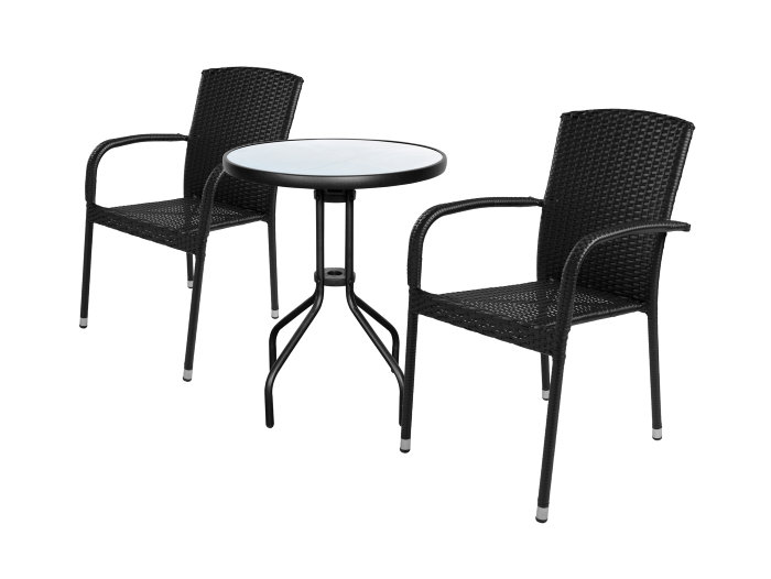 Havestol Lissabon stabelbar sort - Sunlife
