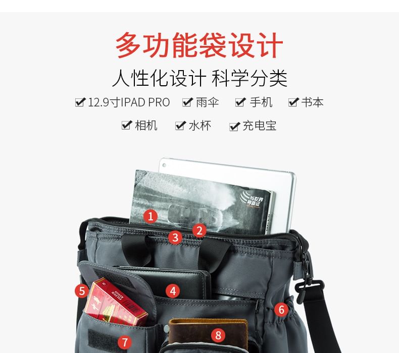 Wavecho - Crossbodytas met meerdere zakken