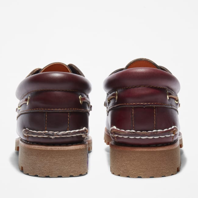 Scarpa da Barca 3-Eye Lug Handsewn da Uomo in                bordeaux