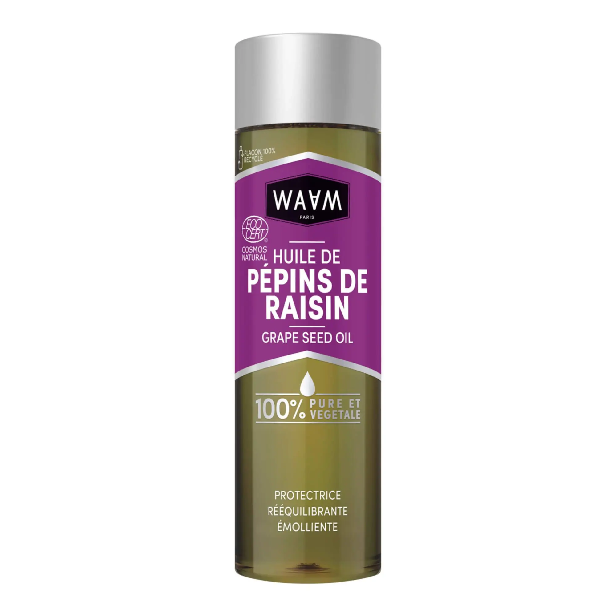Waam - HUILE DE PÉPINS DE RAISIN Visage, Coprs et Cheveux 75ml - Huile