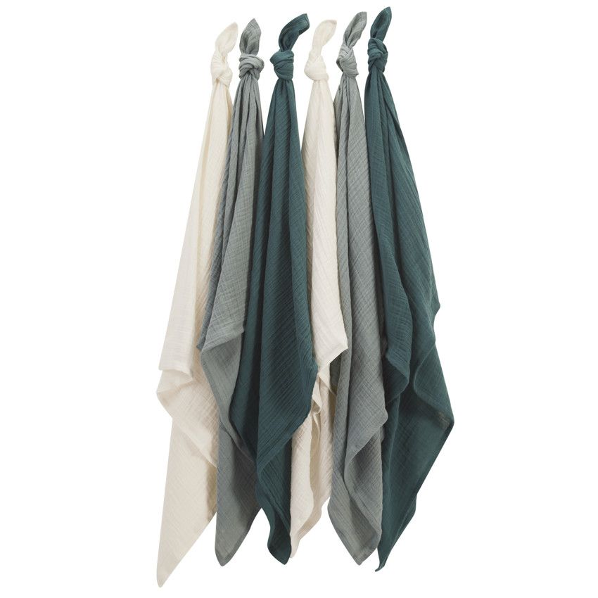 Lot de 6 langes en coton 70 x 70 cm - Kaki