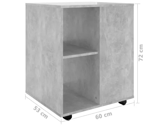 Armoire à roulettes Gris béton 60x53x72 cm Bois d'ingénierie