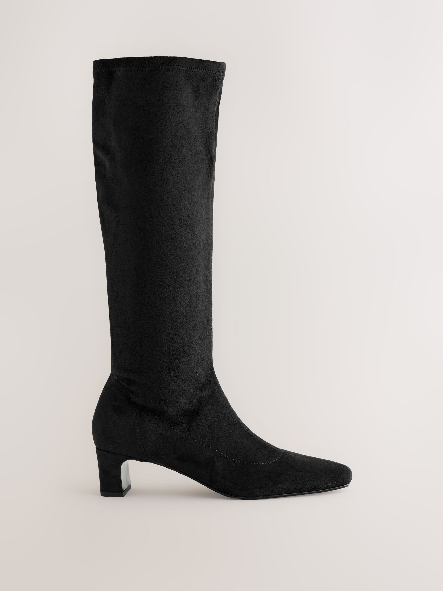 Zwart - Forever Comfort® kniehoge soklaarzen met afgeronde spitse neus