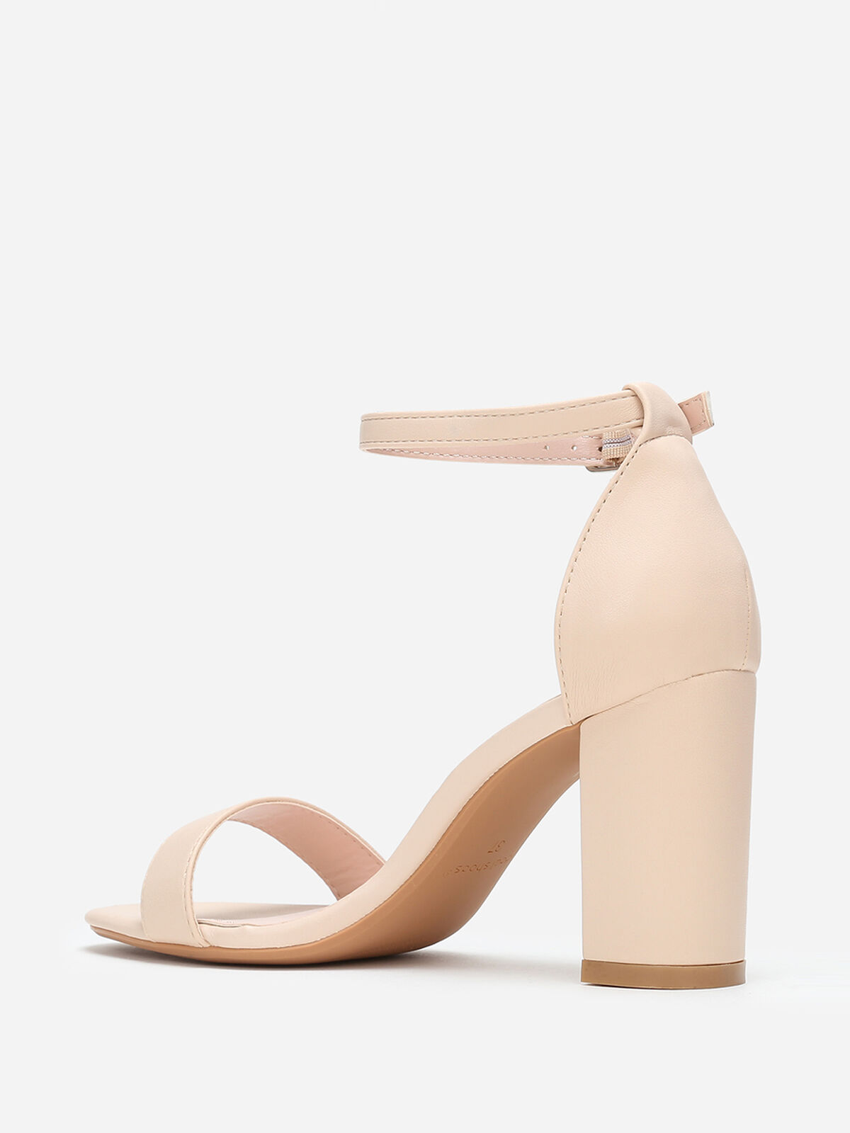 Sandales à bride et talon carrés- Beige