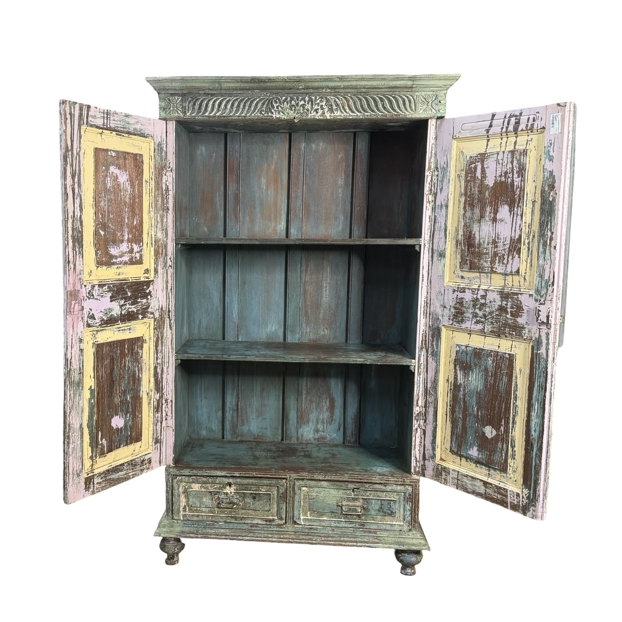 Wandkast 2 deur 2 la blauw uniek