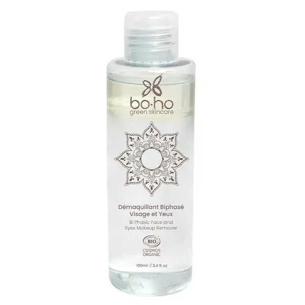 Demaquilante bifásico orgânico Boho Green para rosto e olhos 100ml