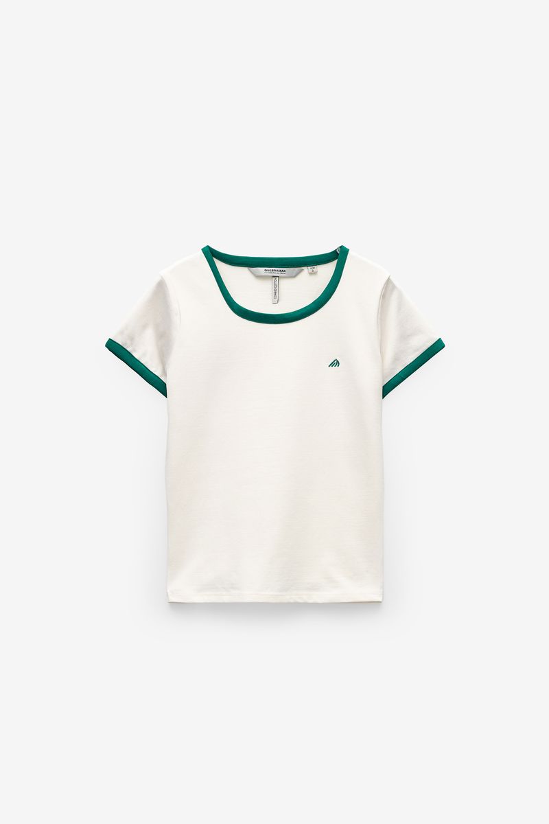 T-SHIRT COM CONTRASTE NA GOLA E MANGAS