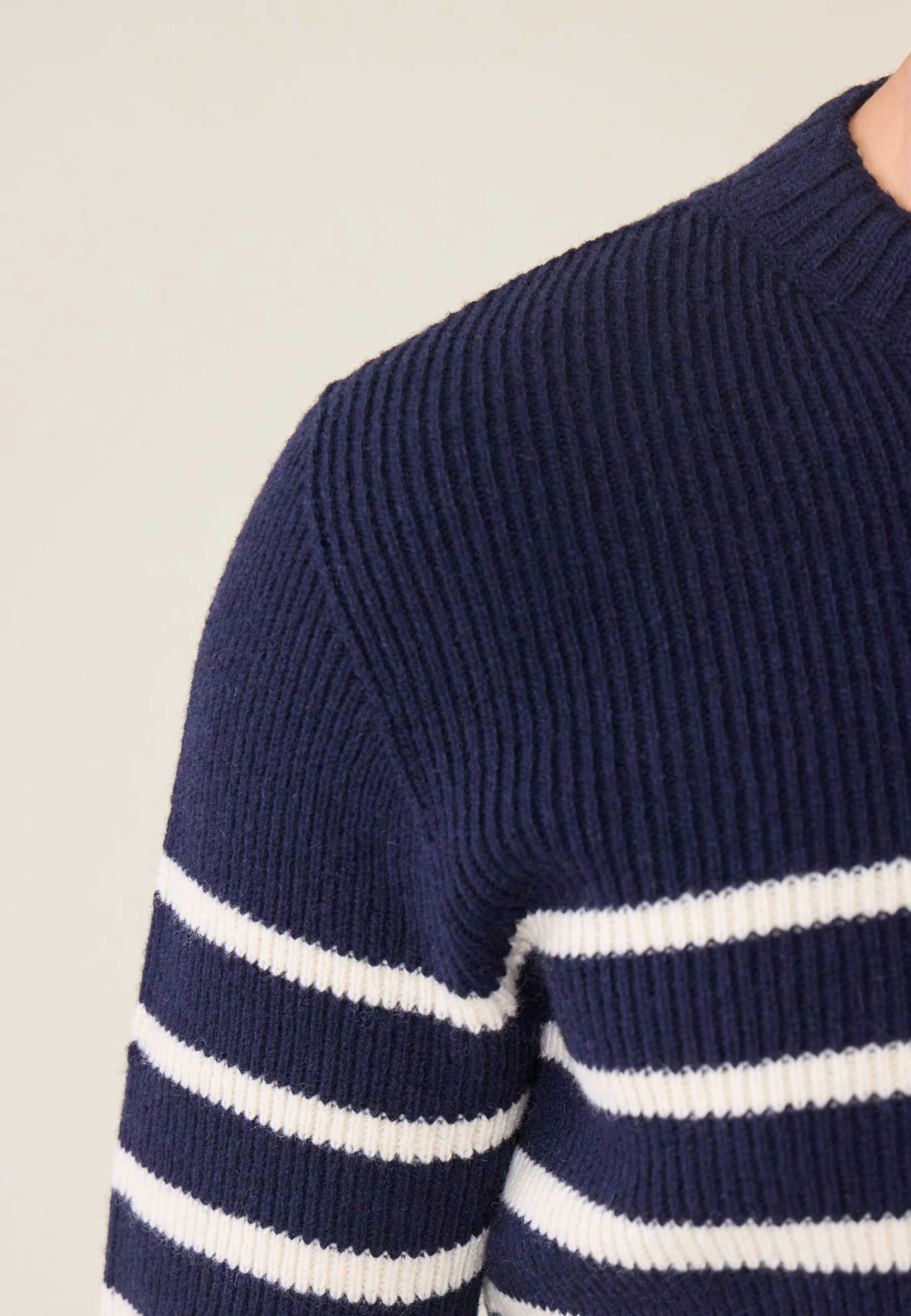 Pull Homme en laine Française-Louis Marinière Marine