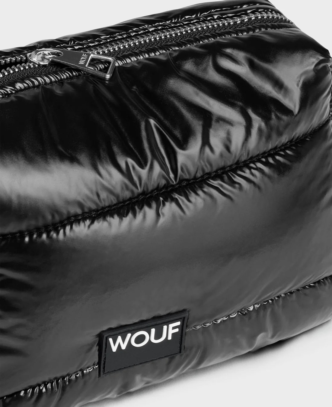 (21x16cm) Toiletry Bag Necessaire Kulturbeutel aus recyceltem Stoff (MBQ230046) - Black Glossy