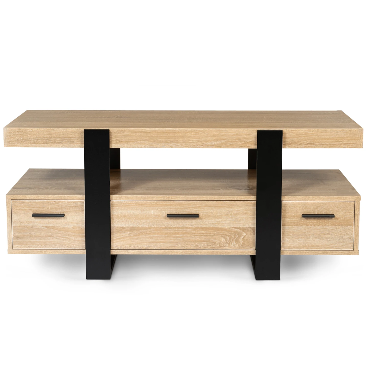 Meuble TV 116 cm PHOENIX avec tiroirs bois et noir