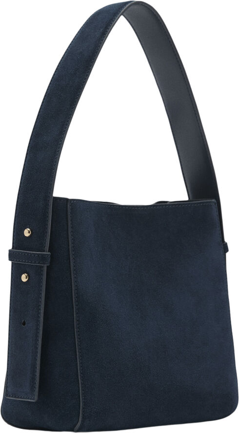 MANGO 100% split leather bag Navy