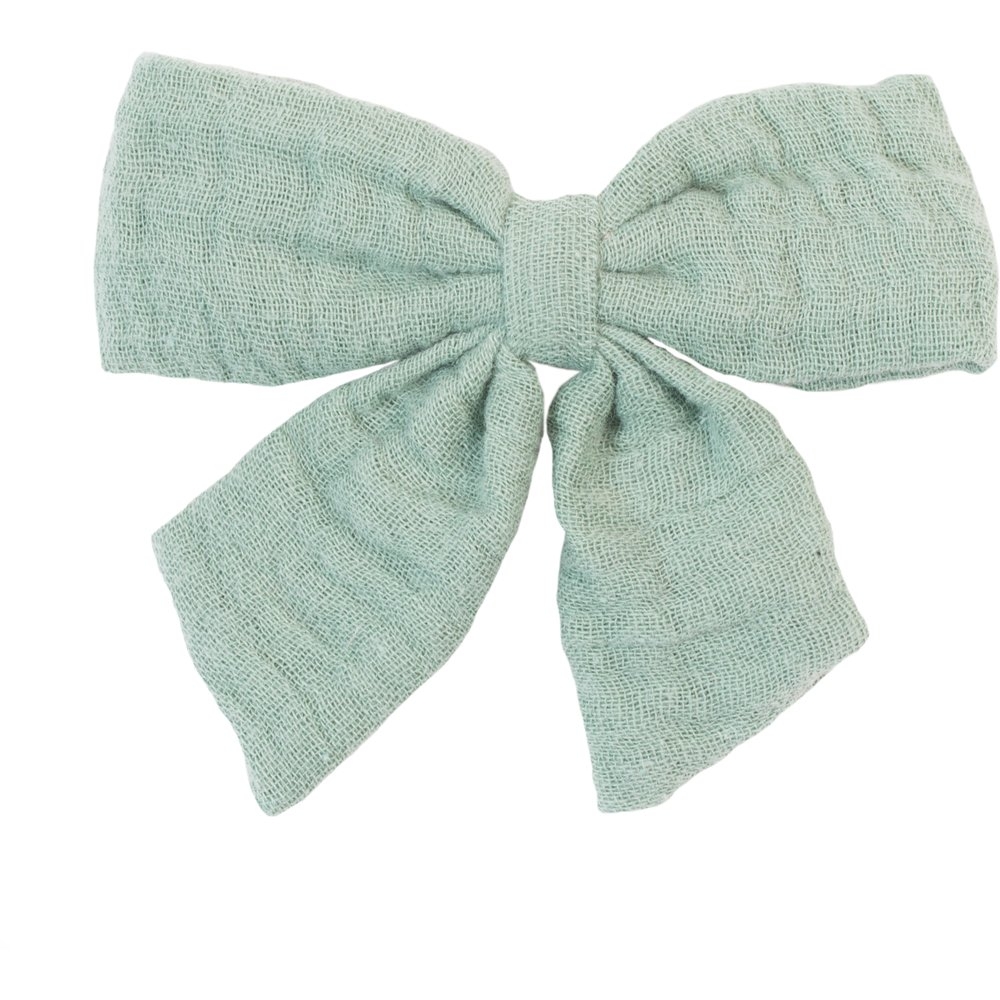 Barrette Noeud Papillon Gaze Vert Sauge