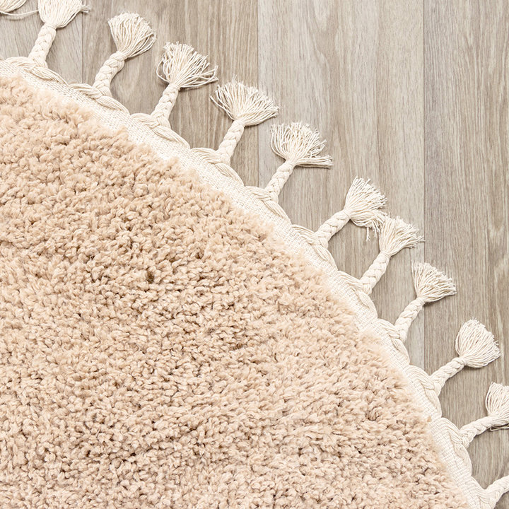 Rond hoogpolig vloerkleed - Lofty Fringe Beige