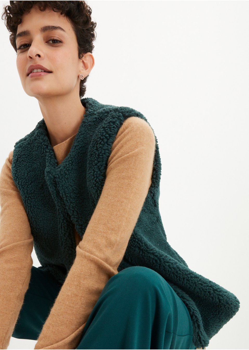 Gilet sans manches en maille peluche