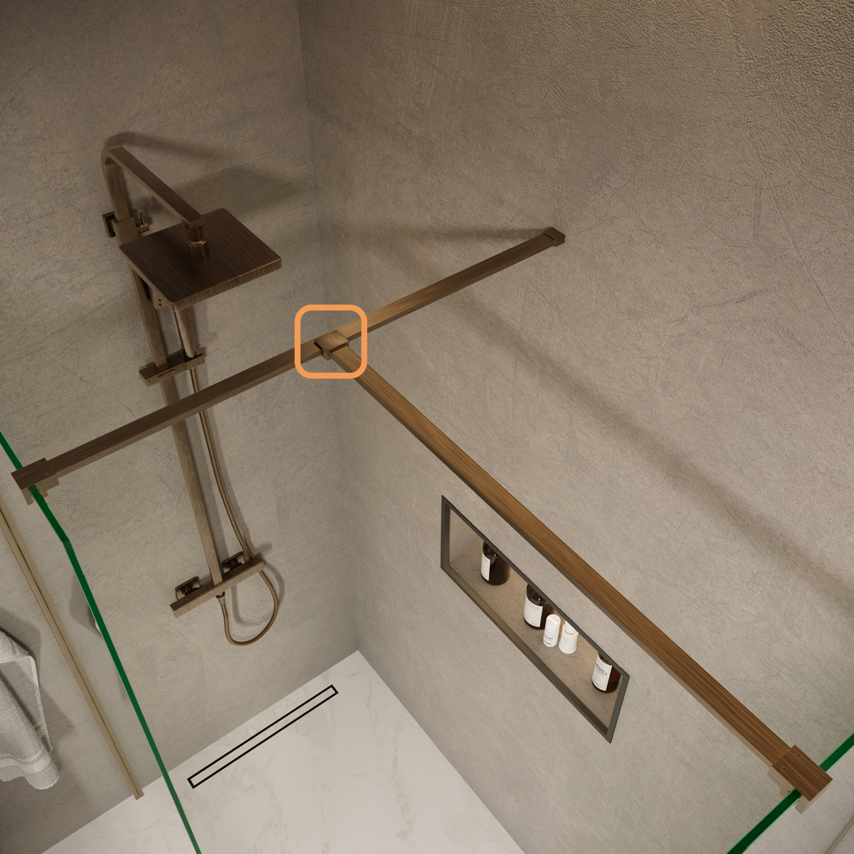 Saniclear Redro glas plafond bevestiging verouderd messing