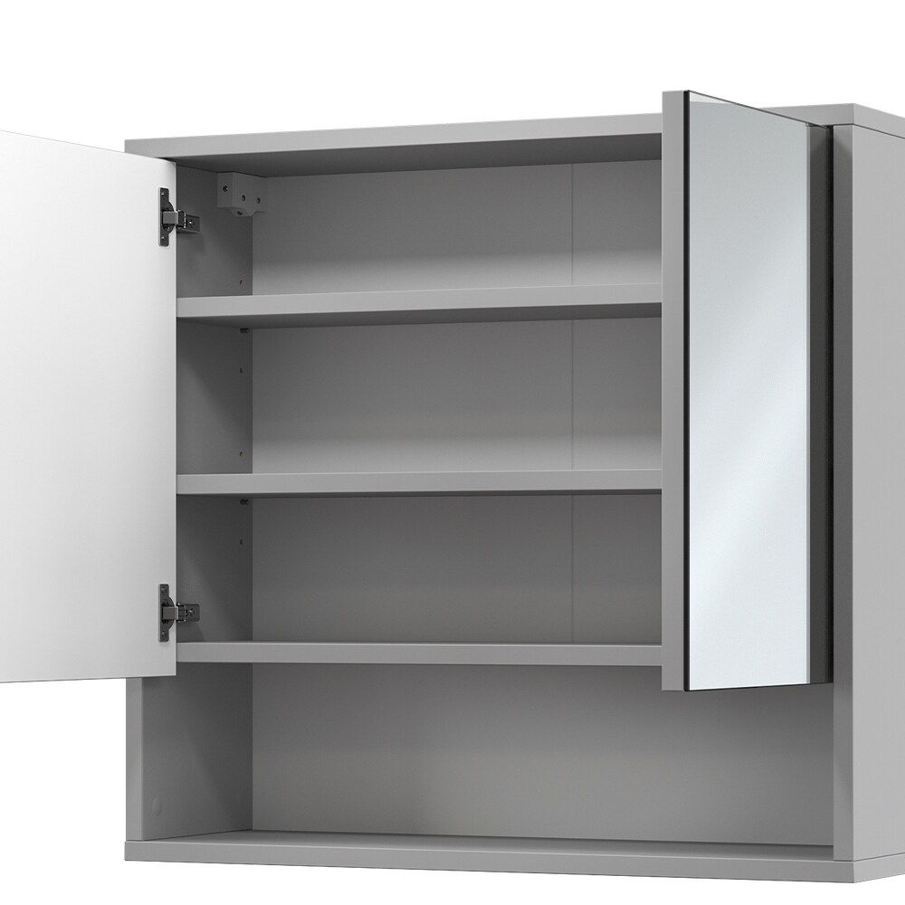 Vicco Spiegelschrank für Badezimmer Eliza 70 x 65 cm, Grau, Badezimmer, Ablage