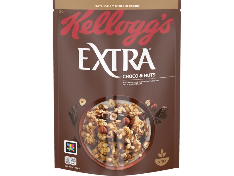 Kellogg's Müesli Extra Choco & Nuts 450 g Feiner Müeslimix mit Haferflocken, Schokolade und Nüssen