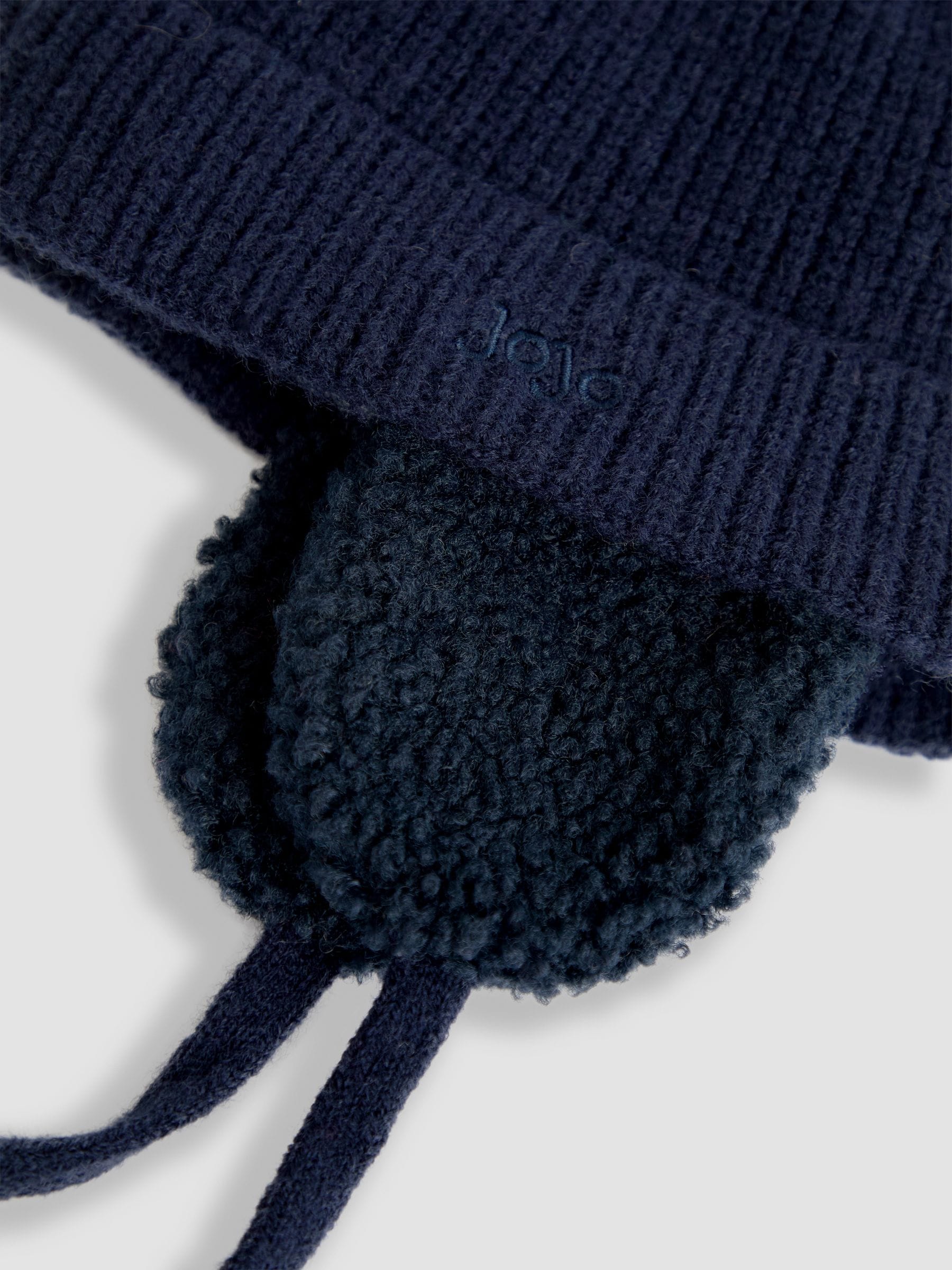 Blauw - JoJo Maman Bébé Cosy Pom Pom Rib Hat