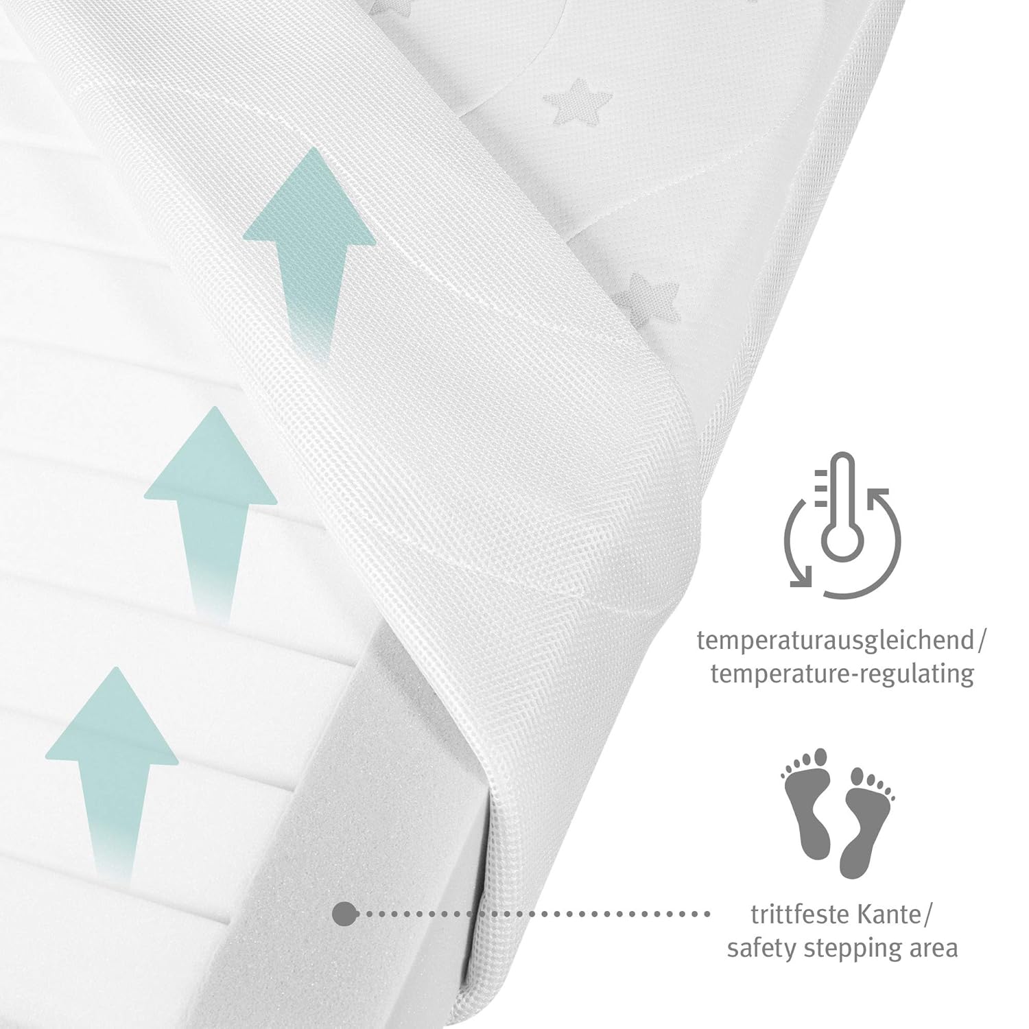 roba Babymatratze 60 x 120 cm - AIR BALANCE PLUS - safe asleep - Matratze für Babybetten - Optimales Schlafklima für Babys
