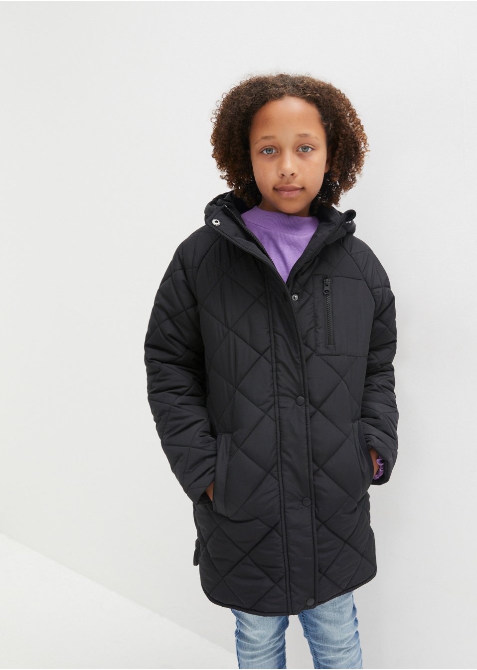 Veste mi-saison fille avec motif losange
