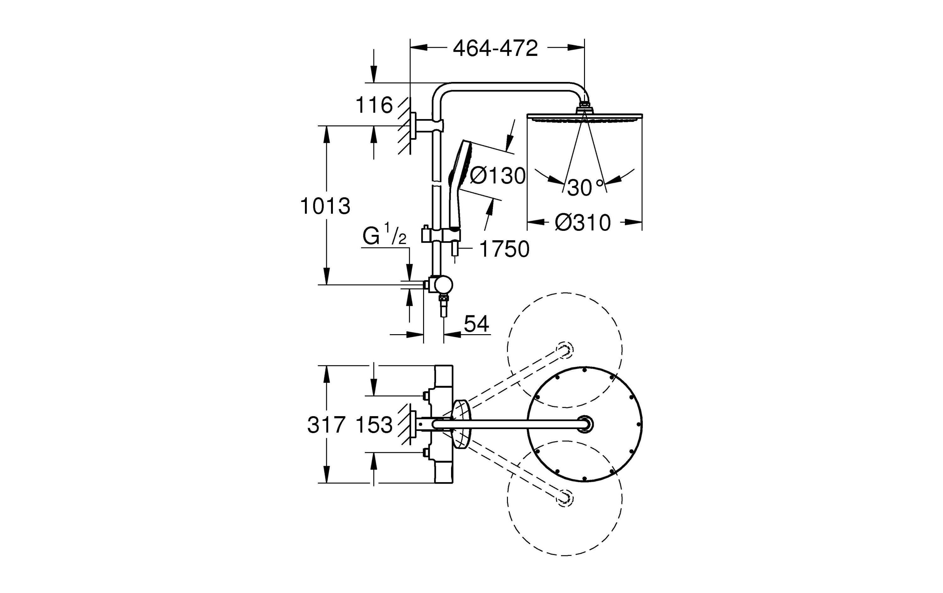 Duschsystem Rainshower System 310 153 mm, 1/2