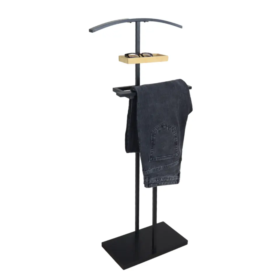 MISOU Dressboy Kledingstandaard Kledinghouder Zwart 114 cm Bamboe en metaal