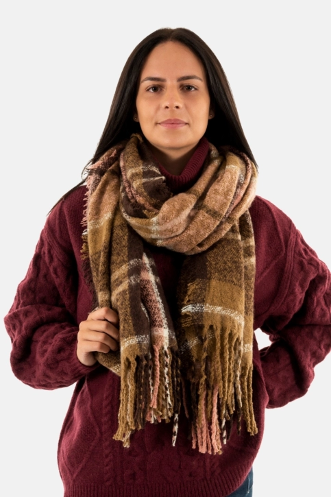 echarpe barbour tartan boucle scarf br91 chocolate tartan