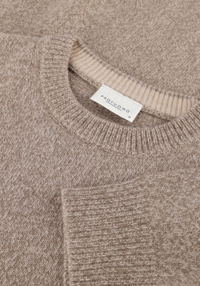 beige profuomo trui pullover crew neck woolblend