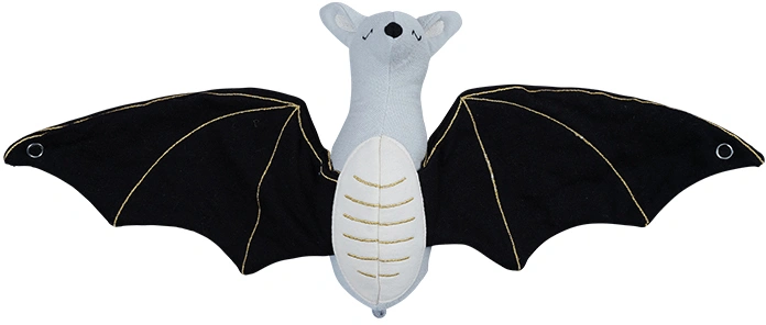 Stoff-Rassel FLEDERMAUS in schwarz/grau