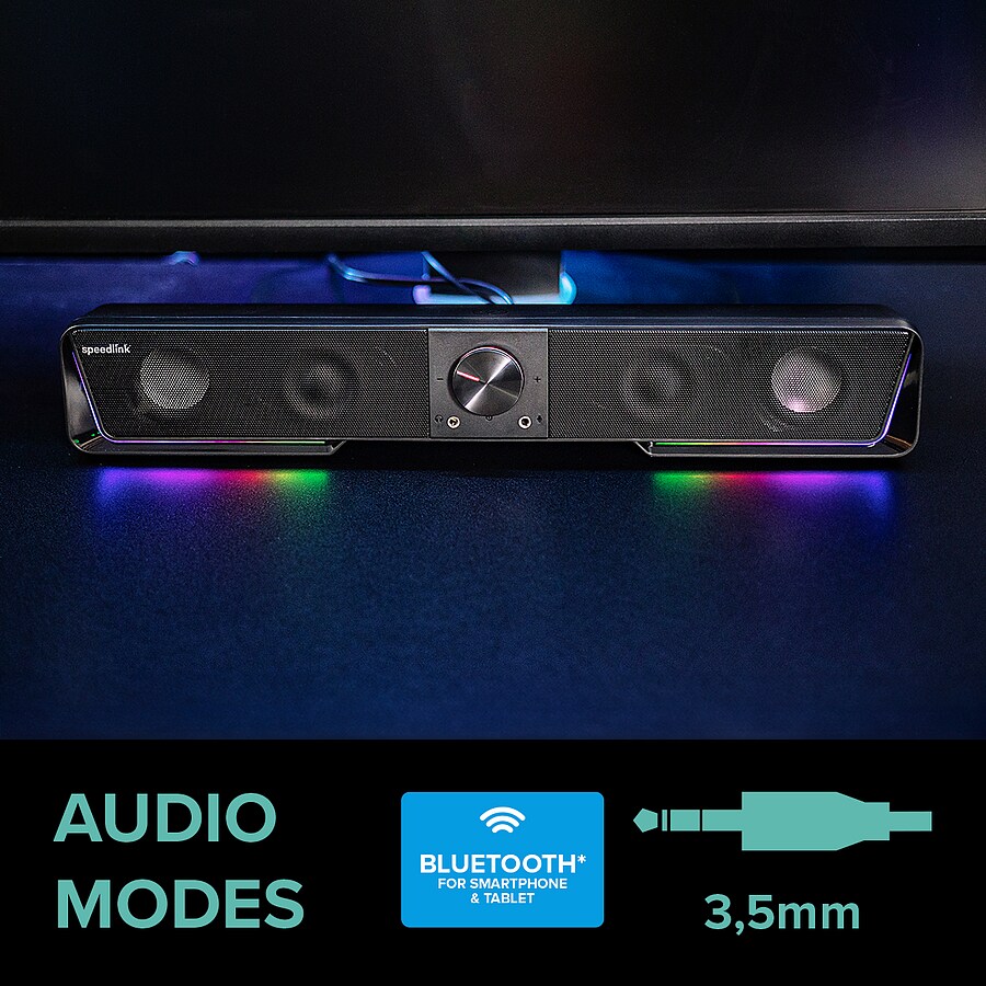 SPEEDLINK GRAVITY RGB Stereo Soundbar, black