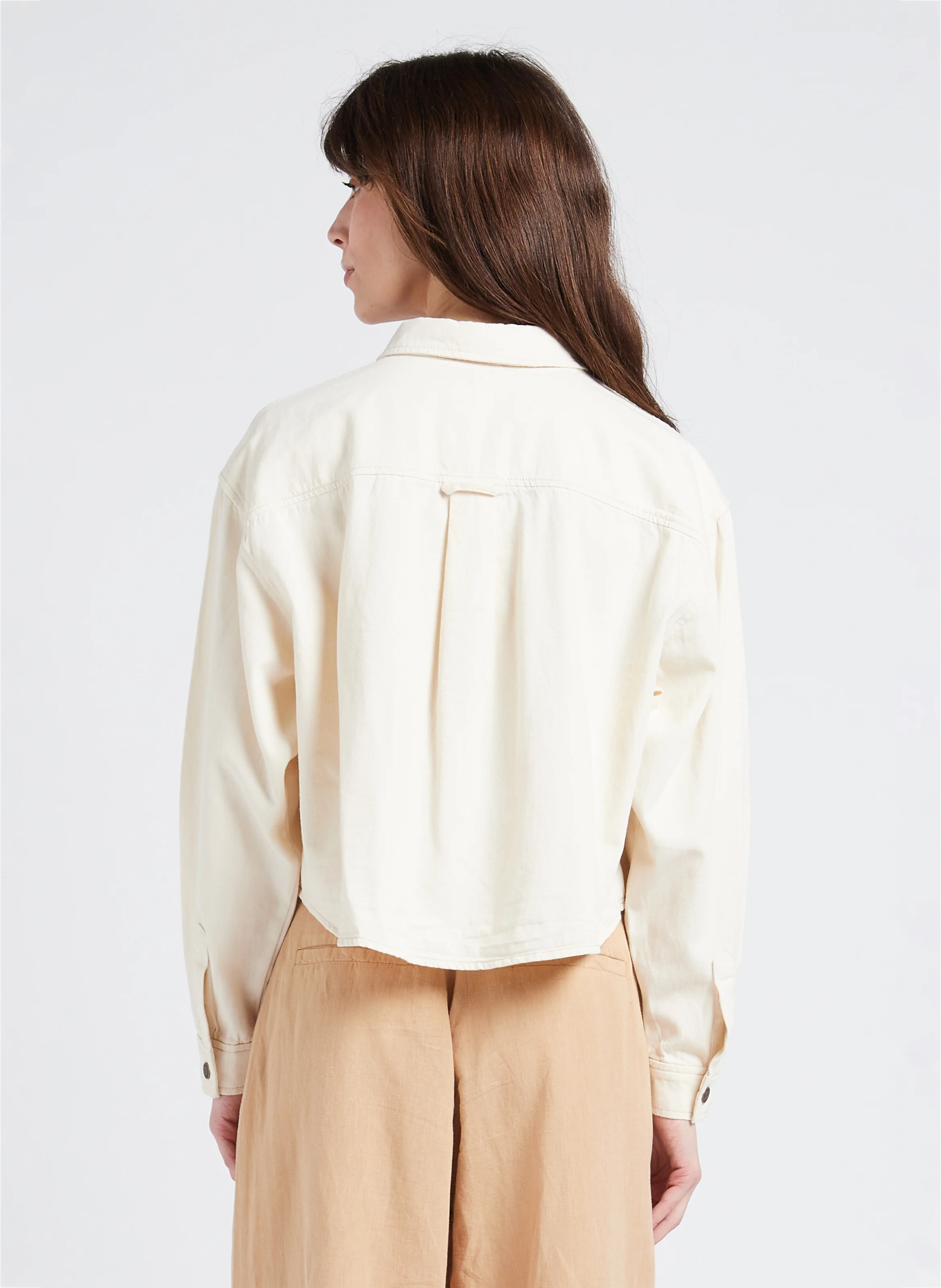 TIRABAY - Chemise courte ample col classique en coton | Beige